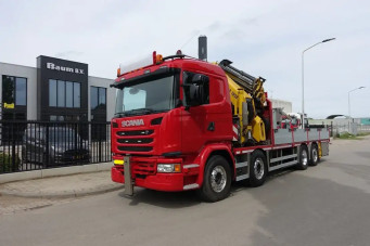 Scania G 450 8X2 EURO 6 / HIAB X-HIPRO 1058E-8 + FLY JIB KRAAN / LOW KM / 105 T/M KRAAN / LIER / WINCH / FRONT STAMP / HOLLAND TRUCK / NEW CONDITION !!!